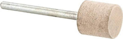Cratex - 1/2" Head Diam x 1/2" Thickness, W185, Cylinder End, Aluminum Oxide Mounted Point - Fine Grade, 120 Grit, 16,870 RPM - Apex Tool & Supply
