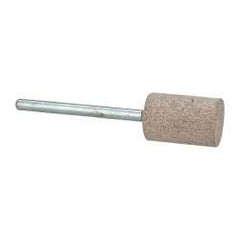 Cratex - 1/2" Head Diam x 3/4" Thickness, W186, Cylinder End, Aluminum Oxide Mounted Point - Medium Grade, 80 Grit, 12,750 RPM - Apex Tool & Supply
