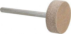 Cratex - 3/4" Head Diam x 1/4" Thickness, W201, Cylinder End, Aluminum Oxide Mounted Point - Medium Grade, 80 Grit, 17,400 RPM - Apex Tool & Supply