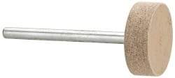 Cratex - 3/4" Head Diam x 1/4" Thickness, W201, Cylinder End, Aluminum Oxide Mounted Point - Fine Grade, 120 Grit, 17,400 RPM - Apex Tool & Supply