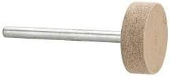 Cratex - 3/4" Head Diam x 1/4" Thickness, W201, Cylinder End, Aluminum Oxide Mounted Point - Fine Grade, 120 Grit, 17,400 RPM - Apex Tool & Supply
