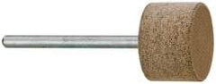 Cratex - 3/4" Head Diam x 1/2" Thickness, W203, Cylinder End, Aluminum Oxide Mounted Point - Medium Grade, 80 Grit, 15,750 RPM - Apex Tool & Supply