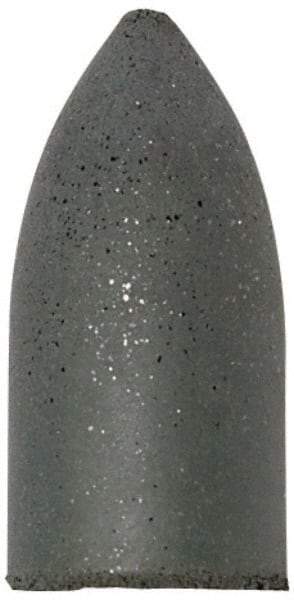 Cratex - 7/8" Max Diam x 1-3/4" Long, Cone, Rubberized Point - Medium Grade, Silicon Carbide, 1/4" Arbor Hole, Unmounted - Apex Tool & Supply