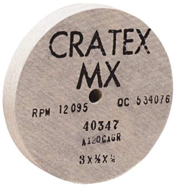 Cratex - 6" Diam x 1/2" Hole x 1" Thick, 54 Grit Surface Grinding Wheel - Aluminum Oxide, Type 1, Coarse Grade, 6,050 Max RPM, No Recess - Apex Tool & Supply