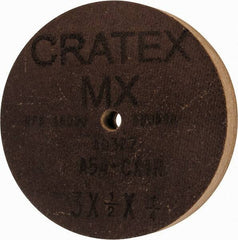 Cratex - 3" Diam x 1/4" Hole x 1/2" Thick, 54 Grit Surface Grinding Wheel - Aluminum Oxide, Type 1, Coarse Grade, 18,080 Max RPM, No Recess - Apex Tool & Supply
