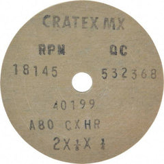 Cratex - 2" Diam x 1/4" Hole x 1/8" Thick, 80 Grit Surface Grinding Wheel - Aluminum Oxide, Type 1, Medium Grade, 18,145 Max RPM, No Recess - Apex Tool & Supply