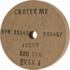 Cratex - 2" Diam x 1/4" Hole x 3/8" Thick, 80 Grit Surface Grinding Wheel - Aluminum Oxide, Type 1, Medium Grade, 18,145 Max RPM, No Recess - Apex Tool & Supply