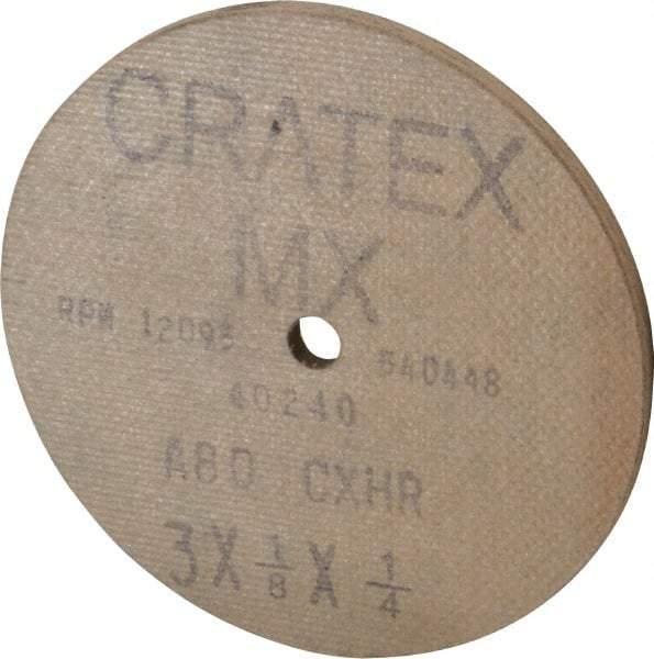 Cratex - 3" Diam x 1/4" Hole x 1/8" Thick, 80 Grit Surface Grinding Wheel - Aluminum Oxide, Type 1, Medium Grade, 12,095 Max RPM, No Recess - Apex Tool & Supply