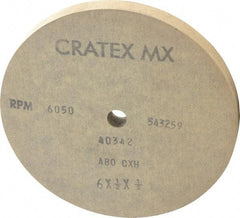 Cratex - 6" Diam x 1/2" Hole x 1/2" Thick, 80 Grit Surface Grinding Wheel - Aluminum Oxide, Type 1, Medium Grade, 6,050 Max RPM, No Recess - Apex Tool & Supply