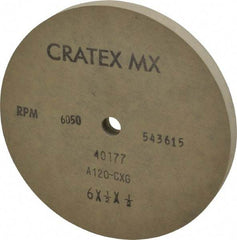 Cratex - 6" Diam x 1/2" Hole x 1/2" Thick, 120 Grit Surface Grinding Wheel - Aluminum Oxide, Type 1, Fine Grade, 6,050 Max RPM, No Recess - Apex Tool & Supply