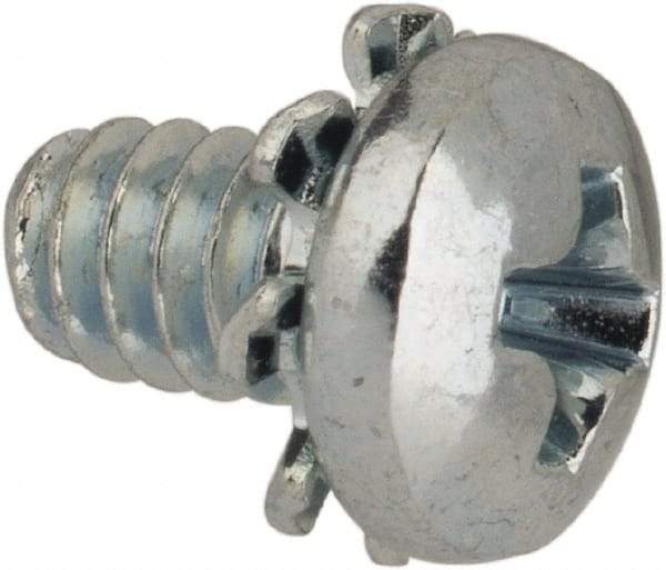 Value Collection - #4-40 UNC, 3/16" Length Under Head Phillips Drive Machine Screw - Pan Head, Grade J82 Steel, Zinc-Plated Finish, External Tooth - Apex Tool & Supply