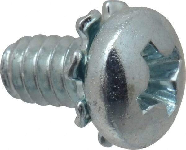 Value Collection - #6-32 UNC, 1/4" Length Under Head Phillips Drive Machine Screw - Pan Head, Grade J82 Steel, Zinc-Plated Finish, External Tooth - Apex Tool & Supply