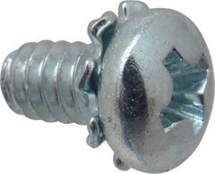 Value Collection - #6-32 UNC, 1/4" Length Under Head Phillips Drive Machine Screw - Pan Head, Grade J82 Steel, Zinc-Plated Finish, External Tooth - Apex Tool & Supply