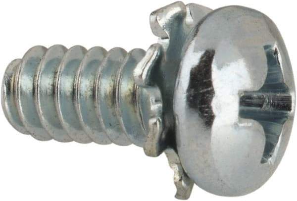 Value Collection - #6-32 UNC, 5/16" Length Under Head Phillips Drive Machine Screw - Pan Head, Grade J82 Steel, Zinc-Plated Finish, External Tooth - Apex Tool & Supply
