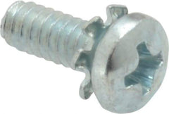 Value Collection - #6-32 UNC, 3/8" Length Under Head Phillips Drive Machine Screw - Pan Head, Grade J82 Steel, Zinc-Plated Finish, External Tooth - Apex Tool & Supply