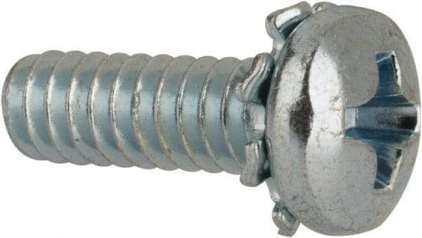 Value Collection - #6-32 UNC, 7/16" Length Under Head Phillips Drive Machine Screw - Pan Head, Grade J82 Steel, Zinc-Plated Finish, External Tooth - Apex Tool & Supply