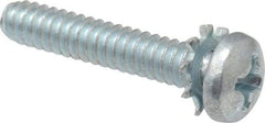Value Collection - #6-32 UNC, 3/4" Length Under Head Phillips Drive Machine Screw - Pan Head, Grade J82 Steel, Zinc-Plated Finish, External Tooth - Apex Tool & Supply