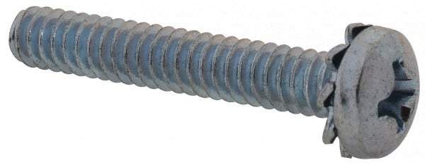 Value Collection - #6-32 UNC, 7/8" Length Under Head Phillips Drive Machine Screw - Pan Head, Grade J82 Steel, Zinc-Plated Finish, External Tooth - Apex Tool & Supply