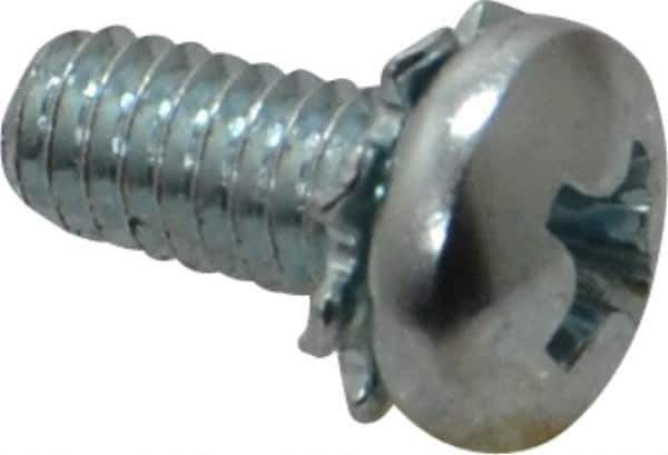 Value Collection - #8-32 UNC, 3/8" Length Under Head Phillips Drive Machine Screw - Pan Head, Grade J82 Steel, Zinc-Plated Finish, External Tooth - Apex Tool & Supply