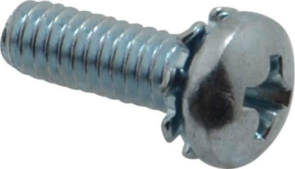 Value Collection - #8-32 UNC, 1/2" Length Under Head Phillips Drive Machine Screw - Pan Head, Grade J82 Steel, Zinc-Plated Finish, External Tooth - Apex Tool & Supply