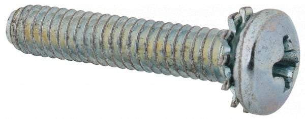 Value Collection - #8-32 UNC, 7/8" Length Under Head Phillips Drive Machine Screw - Pan Head, Grade J82 Steel, Zinc-Plated Finish, External Tooth - Apex Tool & Supply
