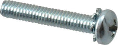 Value Collection - #8-32 UNC, 1" Length Under Head Phillips Drive Machine Screw - Pan Head, Grade J82 Steel, Zinc-Plated Finish, External Tooth - Apex Tool & Supply