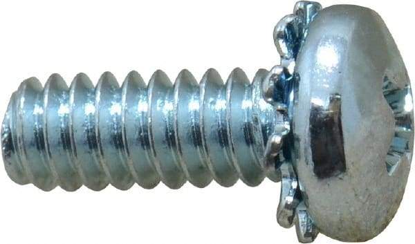 Value Collection - #10-24 UNC, 1/2" Length Under Head Phillips Drive Machine Screw - Pan Head, Grade J82 Steel, Zinc-Plated Finish, External Tooth - Apex Tool & Supply