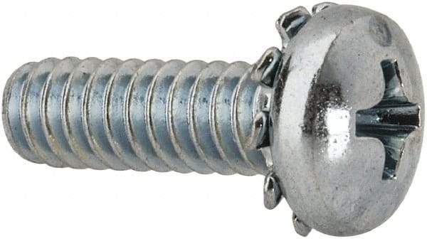 Value Collection - #10-24 UNC, 5/8" Length Under Head Phillips Drive Machine Screw - Pan Head, Grade J82 Steel, Zinc-Plated Finish, External Tooth - Apex Tool & Supply