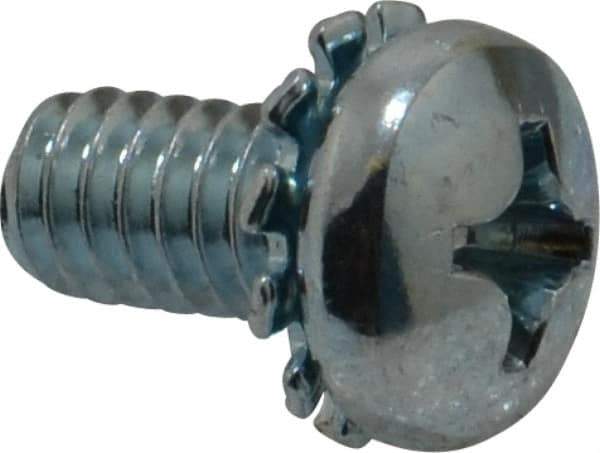 Value Collection - 1/4-20 UNC, 1/2" Length Under Head Phillips Drive Machine Screw - Pan Head, Grade J82 Steel, Zinc-Plated Finish, External Tooth - Apex Tool & Supply