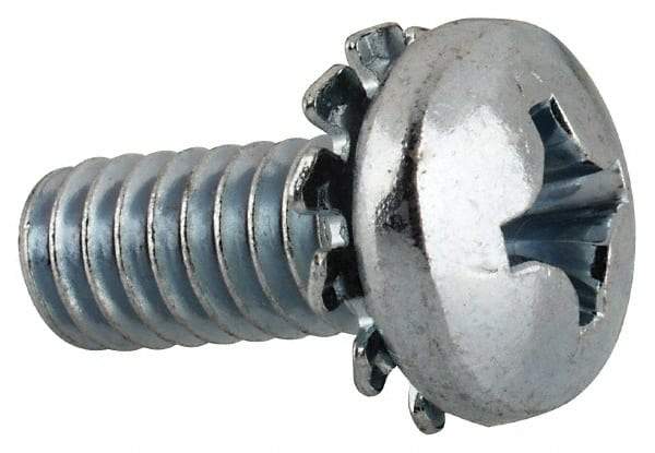 Value Collection - 1/4-20 UNC, 5/8" Length Under Head Phillips Drive Machine Screw - Pan Head, Grade J82 Steel, Zinc-Plated Finish, External Tooth - Apex Tool & Supply