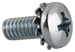 Value Collection - 1/4-20 UNC, 5/8" Length Under Head Phillips Drive Machine Screw - Pan Head, Grade J82 Steel, Zinc-Plated Finish, External Tooth - Apex Tool & Supply