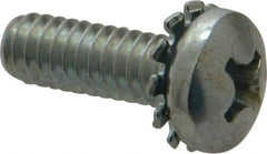 Value Collection - 1/4-20 UNC, 3/4" Length Under Head Phillips Drive Machine Screw - Pan Head, Grade J82 Steel, Zinc-Plated Finish, External Tooth - Apex Tool & Supply