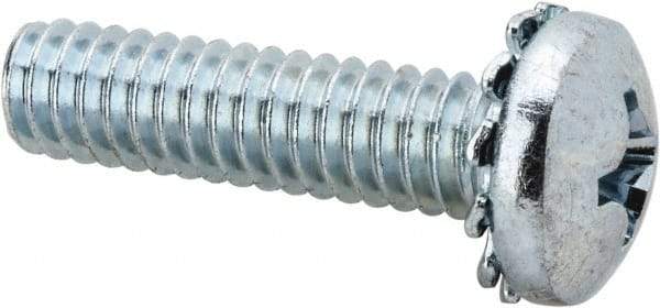 Value Collection - 1/4-20 UNC, 1" Length Under Head Phillips Drive Machine Screw - Pan Head, Grade J82 Steel, Zinc-Plated Finish, External Tooth - Apex Tool & Supply