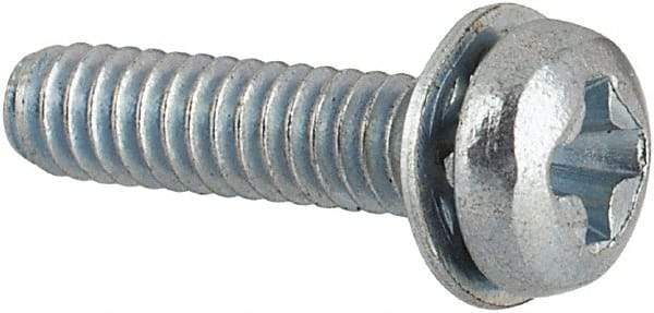 Value Collection - #2-56 UNC, 3/8" Length Under Head Phillips Drive Machine Screw - Pan Head, Grade J82 Steel, Zinc-Plated Finish, Internal Tooth - Apex Tool & Supply
