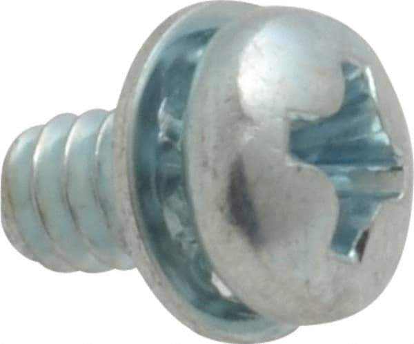 Value Collection - #6-32 UNC, 1/4" Length Under Head Phillips Drive Machine Screw - Pan Head, Grade J82 Steel, Zinc-Plated Finish, Internal Tooth - Apex Tool & Supply