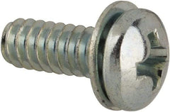 Value Collection - #6-32 UNC, 3/8" Length Under Head Phillips Drive Machine Screw - Pan Head, Grade J82 Steel, Zinc-Plated Finish, Internal Tooth - Apex Tool & Supply