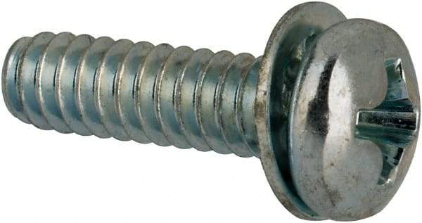 Value Collection - #6-32 UNC, 1/2" Length Under Head Phillips Drive Machine Screw - Pan Head, Grade J82 Steel, Zinc-Plated Finish, Internal Tooth - Apex Tool & Supply