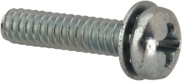 Value Collection - #6-32 UNC, 5/8" Length Under Head Phillips Drive Machine Screw - Pan Head, Grade J82 Steel, Zinc-Plated Finish, Internal Tooth - Apex Tool & Supply
