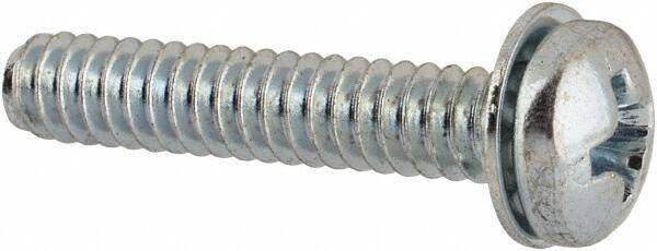 Value Collection - #6-32 UNC, 3/4" Length Under Head Phillips Drive Machine Screw - Pan Head, Grade J82 Steel, Zinc-Plated Finish, Internal Tooth - Apex Tool & Supply