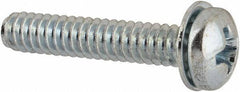 Value Collection - #6-32 UNC, 3/4" Length Under Head Phillips Drive Machine Screw - Pan Head, Grade J82 Steel, Zinc-Plated Finish, Internal Tooth - Apex Tool & Supply