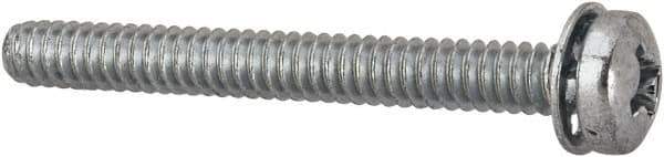 Value Collection - #6-32 UNC, 1-1/4" Length Under Head Phillips Drive Machine Screw - Pan Head, Grade J82 Steel, Zinc-Plated Finish, Internal Tooth - Apex Tool & Supply