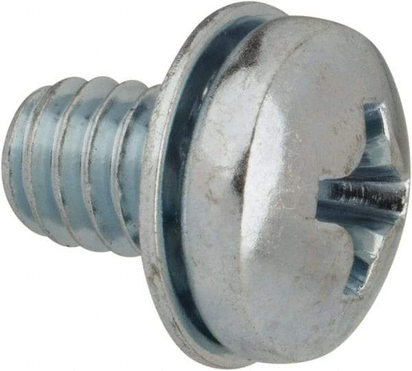 Value Collection - #8-32 UNC, 1/4" Length Under Head Phillips Drive Machine Screw - Pan Head, Grade J82 Steel, Zinc-Plated Finish, Internal Tooth - Apex Tool & Supply