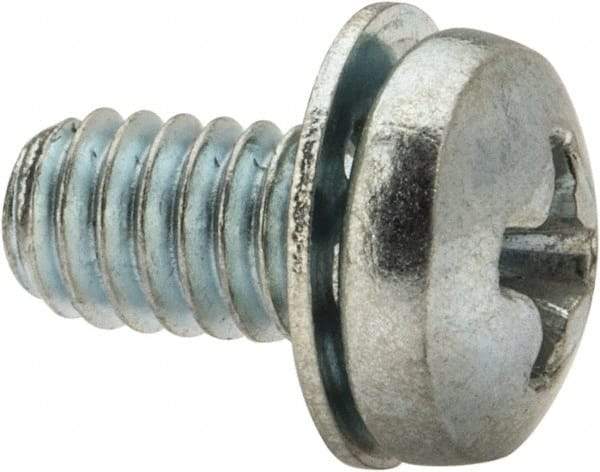 Value Collection - #8-32 UNC, 5/16" Length Under Head Phillips Drive Machine Screw - Pan Head, Grade J82 Steel, Zinc-Plated Finish, Internal Tooth - Apex Tool & Supply