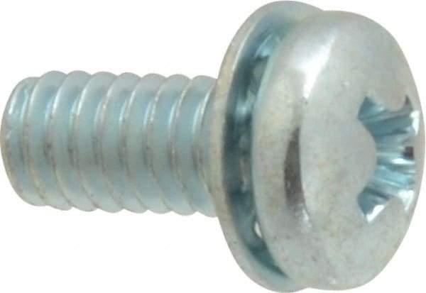 Value Collection - #8-32 UNC, 3/8" Length Under Head Phillips Drive Machine Screw - Pan Head, Grade J82 Steel, Zinc-Plated Finish, Internal Tooth - Apex Tool & Supply