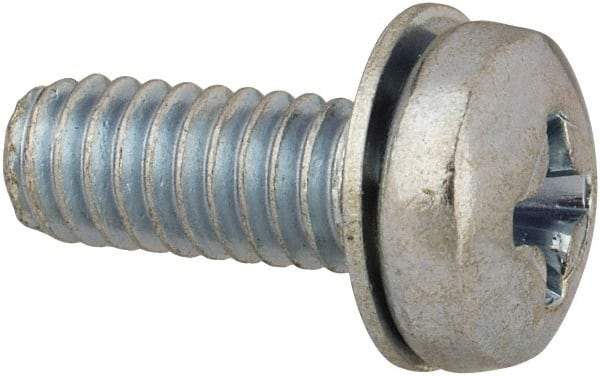 Value Collection - #8-32 UNC, 7/16" Length Under Head Phillips Drive Machine Screw - Pan Head, Grade J82 Steel, Zinc-Plated Finish, Internal Tooth - Apex Tool & Supply