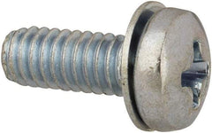 Value Collection - #8-32 UNC, 7/16" Length Under Head Phillips Drive Machine Screw - Pan Head, Grade J82 Steel, Zinc-Plated Finish, Internal Tooth - Apex Tool & Supply