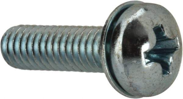 Value Collection - #8-32 UNC, 5/8" Length Under Head Phillips Drive Machine Screw - Pan Head, Grade J82 Steel, Zinc-Plated Finish, Internal Tooth - Apex Tool & Supply