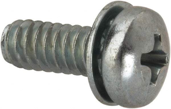 Value Collection - #10-24 UNC, 1/2" Length Under Head Phillips Drive Machine Screw - Pan Head, Grade J82 Steel, Zinc-Plated Finish, Internal Tooth - Apex Tool & Supply