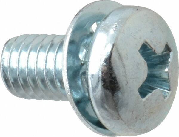 Value Collection - #10-32 UNF, 3/8" Length Under Head Phillips Drive Machine Screw - Pan Head, Grade J82 Steel, Zinc-Plated Finish, Internal Tooth - Apex Tool & Supply