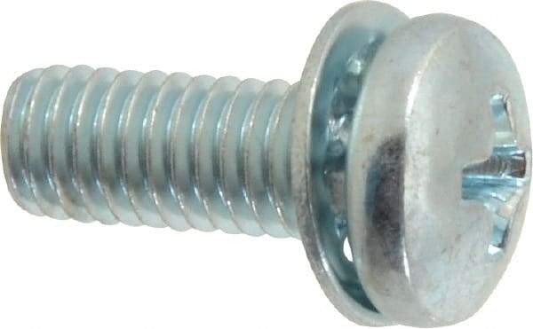 Value Collection - #10-32 UNF, 1/2" Length Under Head Phillips Drive Machine Screw - Pan Head, Grade J82 Steel, Zinc-Plated Finish, Internal Tooth - Apex Tool & Supply